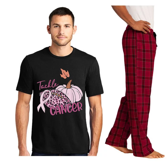 Tackle Cancer Pumpkin Breast Cancer Awareness Football Pajama Set