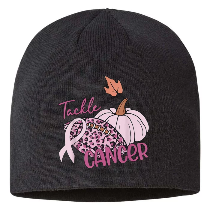 Tackle Cancer Pumpkin Breast Cancer Awareness Football 8 1/2in Sustainable Knit Beanie