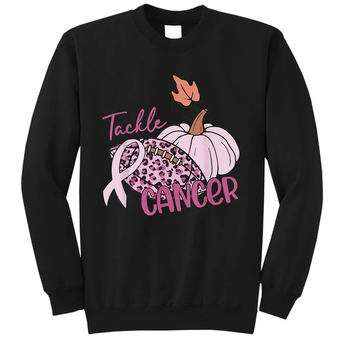 Tackle Cancer Pumpkin Breast Cancer Awareness Football Tall Sweatshirt