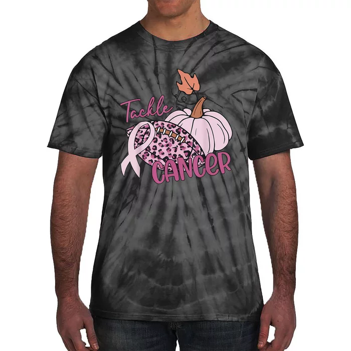 Tackle Cancer Pumpkin Breast Cancer Awareness Football Tie-Dye T-Shirt