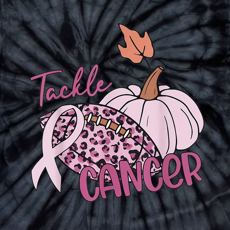 Tackle Cancer Pumpkin Breast Cancer Awareness Football Tie-Dye T-Shirt