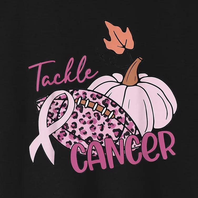 Tackle Cancer Pumpkin Breast Cancer Awareness Football Women's Crop Top Tee