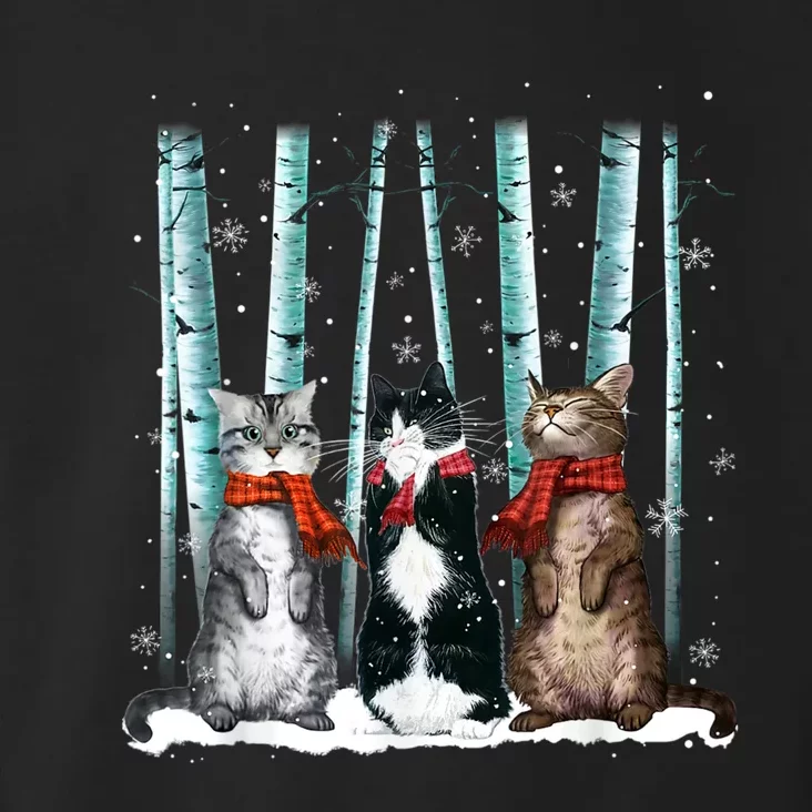 Three Cats Play Snow Winter Funny Cat Lover Merry Christmas Toddler Hoodie