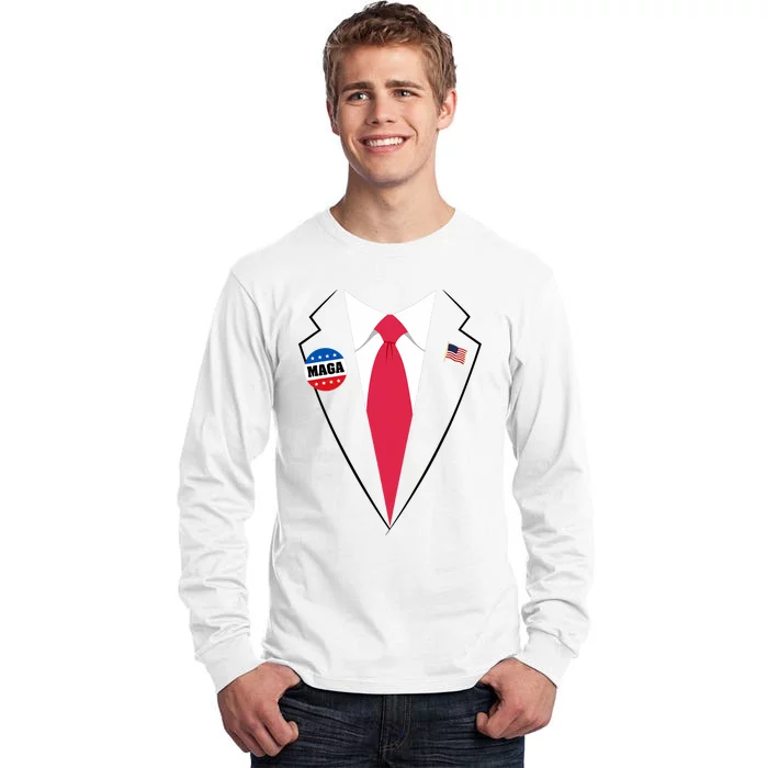 Trump Costume President Trump Suit Maga Halloween Tall Long Sleeve T-Shirt