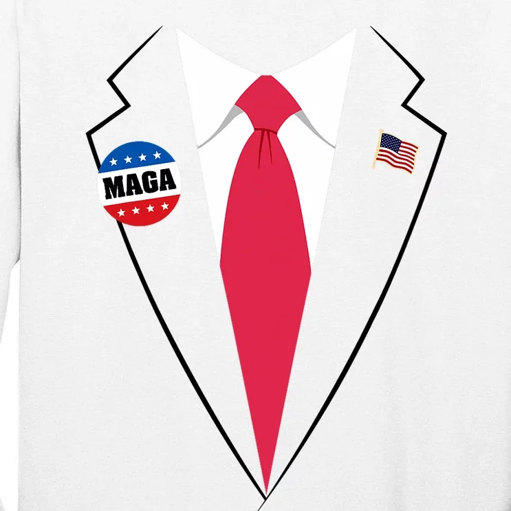 Trump Costume President Trump Suit Maga Halloween Tall Long Sleeve T-Shirt