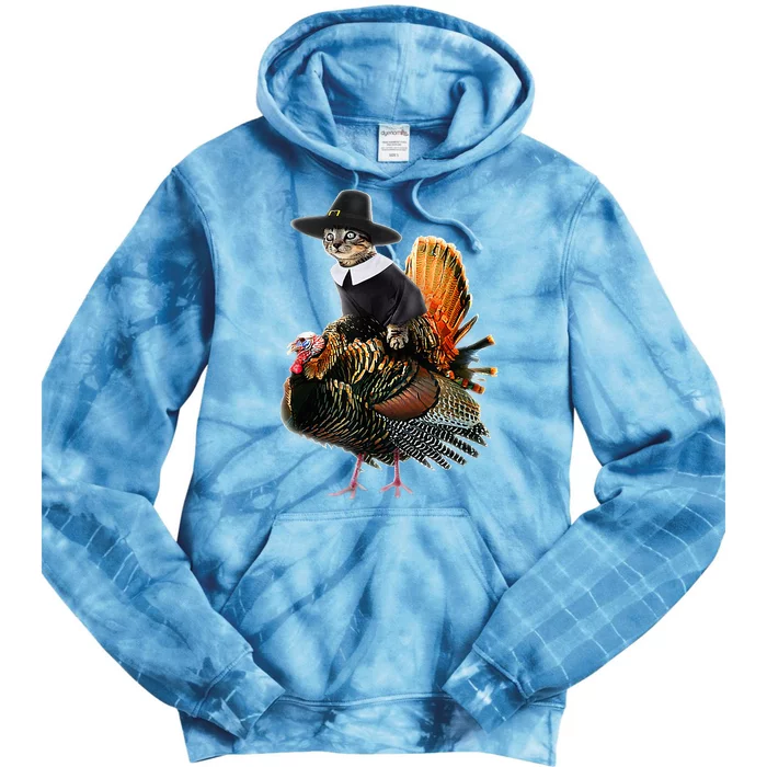 Thanksgiving Cat Pilgrim Costume Tie Dye Hoodie