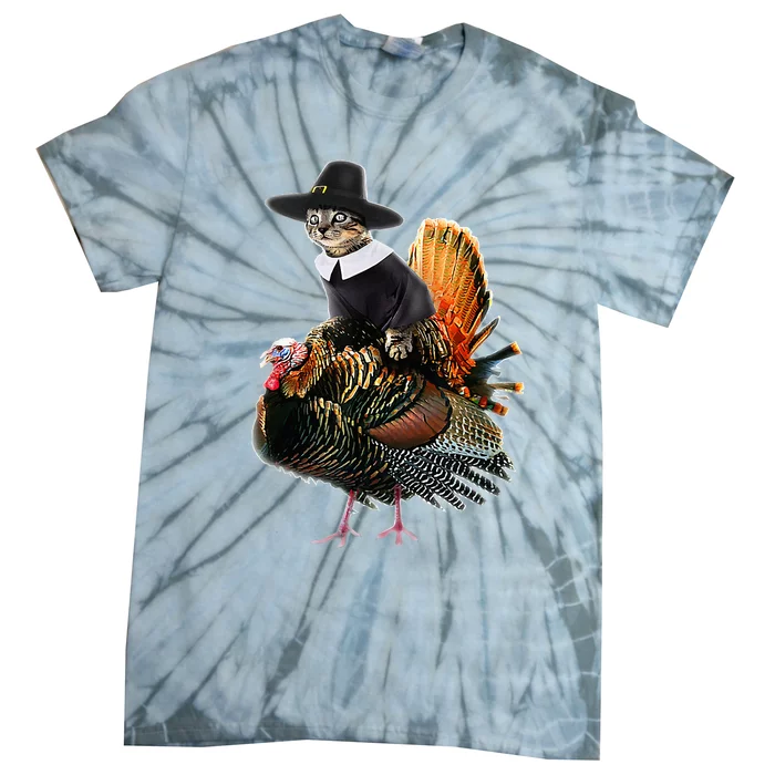 Thanksgiving Cat Pilgrim Costume Tie-Dye T-Shirt