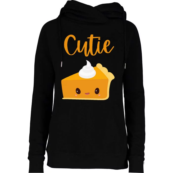 Thanksgiving Cutie Pie Pumpkin Pie Womens Funnel Neck Pullover Hood