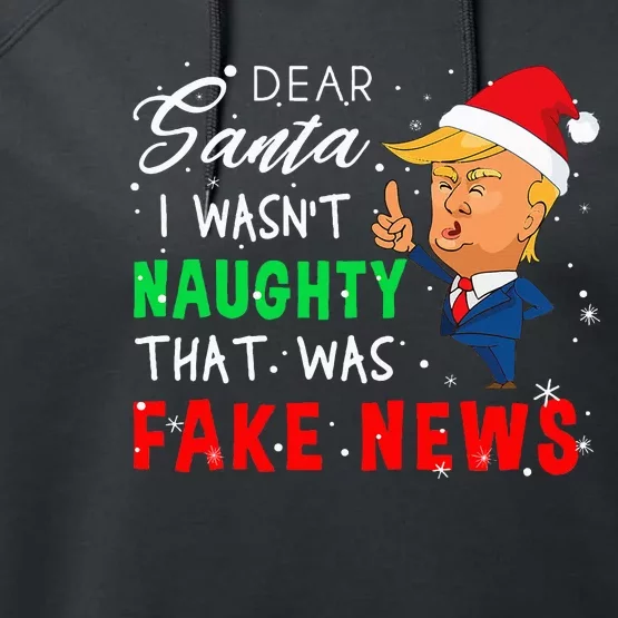 Trump Christmas Pajamas Dear Santa Fake News Performance Fleece Hoodie