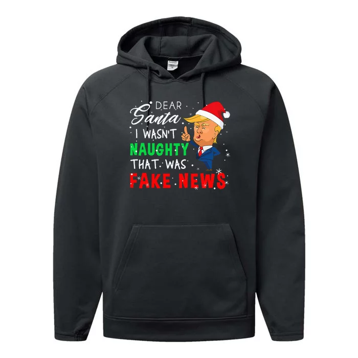 Trump Christmas Pajamas Dear Santa Fake News Performance Fleece Hoodie