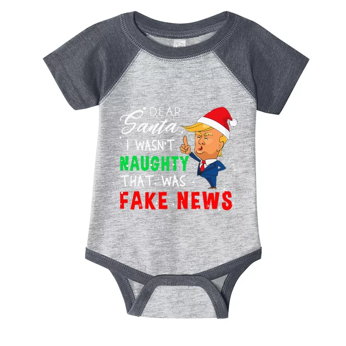 Trump Christmas Pajamas Dear Santa Fake News Infant Baby Jersey Bodysuit