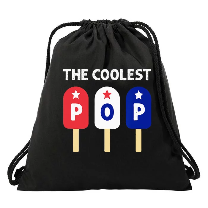 The Coolest Pop Patriotic Red White Blue Popsicle Dad Drawstring Bag