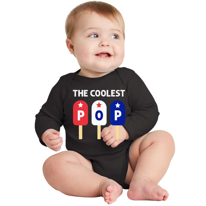 The Coolest Pop Patriotic Red White Blue Popsicle Dad Baby Long Sleeve Bodysuit