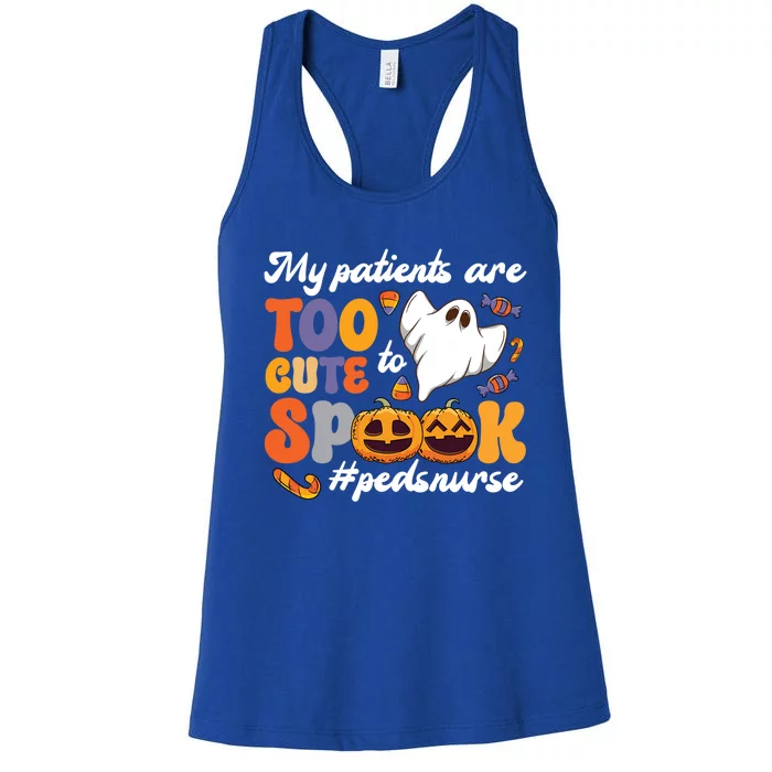 Too Cute Peds Nurse Spooky Pediatric Nurse Halloween Gift Women's Racerback Tank