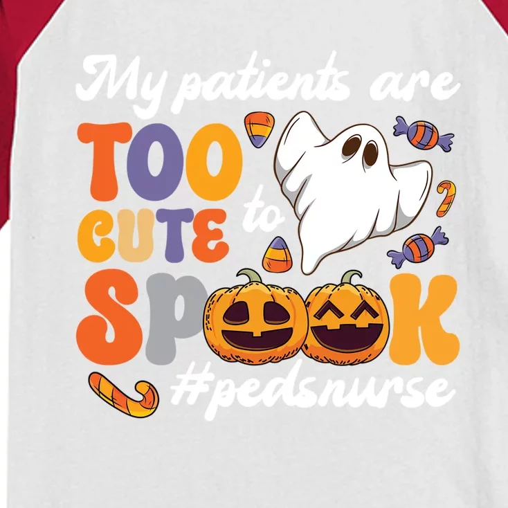 Too Cute Peds Nurse Spooky Pediatric Nurse Halloween Gift Kids Colorblock Raglan Jersey