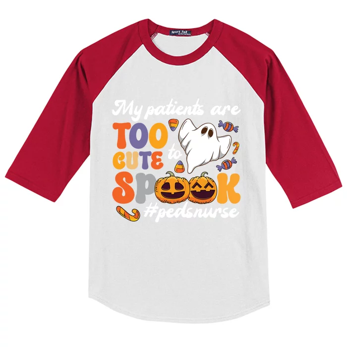 Too Cute Peds Nurse Spooky Pediatric Nurse Halloween Gift Kids Colorblock Raglan Jersey