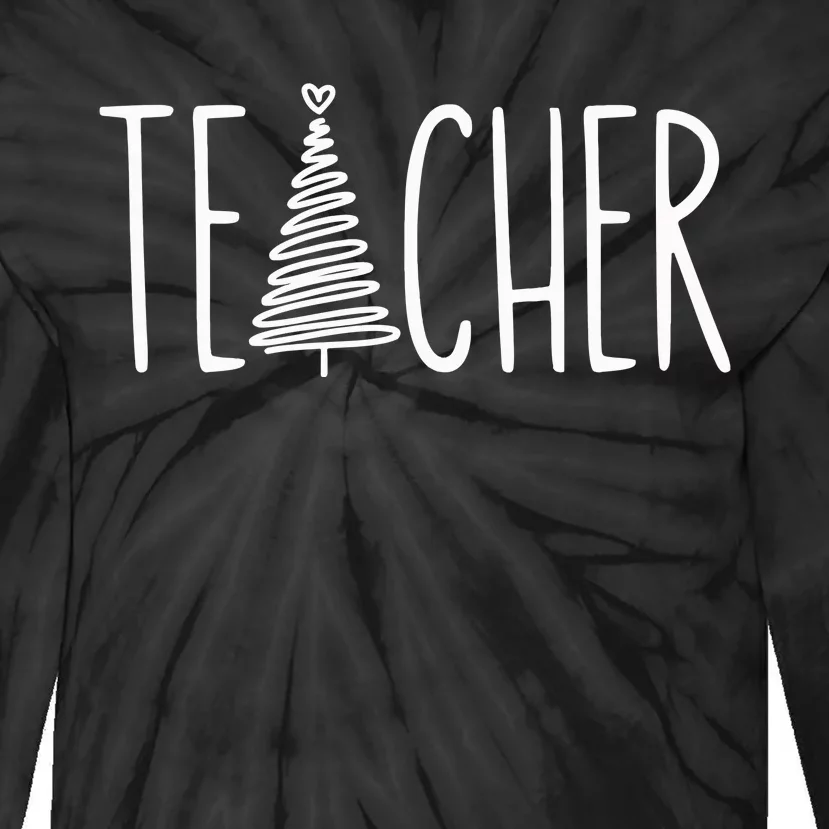 Teacher Christmas Pajamas Tie-Dye Long Sleeve Shirt