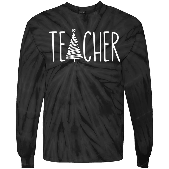 Teacher Christmas Pajamas Tie-Dye Long Sleeve Shirt