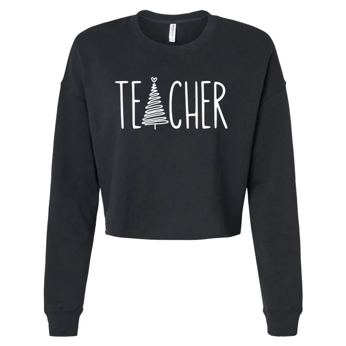 Teacher Christmas Pajamas Cropped Pullover Crew