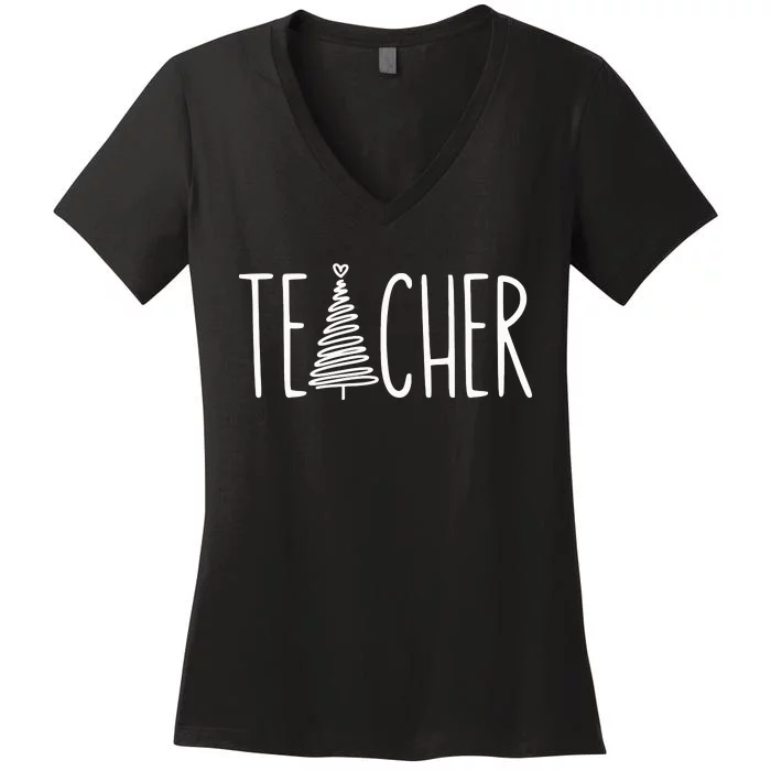 Teacher Christmas Pajamas Women's V-Neck T-Shirt