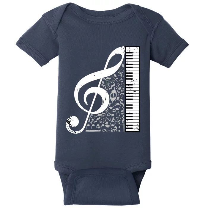 Treble Clef Piano Musical Notes Pianist Musician Instrument Baby Bodysuit