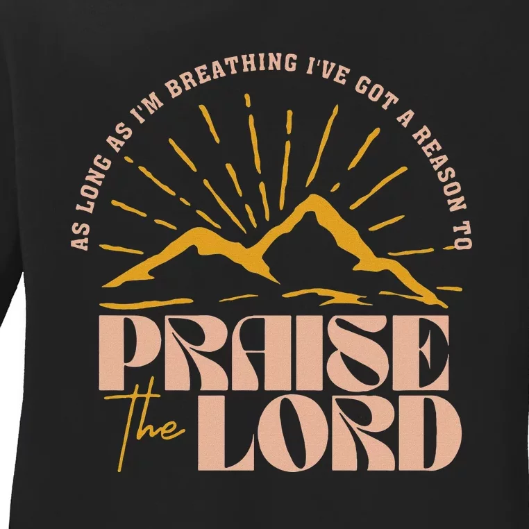 Trendy Christian Praise The Lord Bible Verse Design Ladies Long Sleeve Shirt