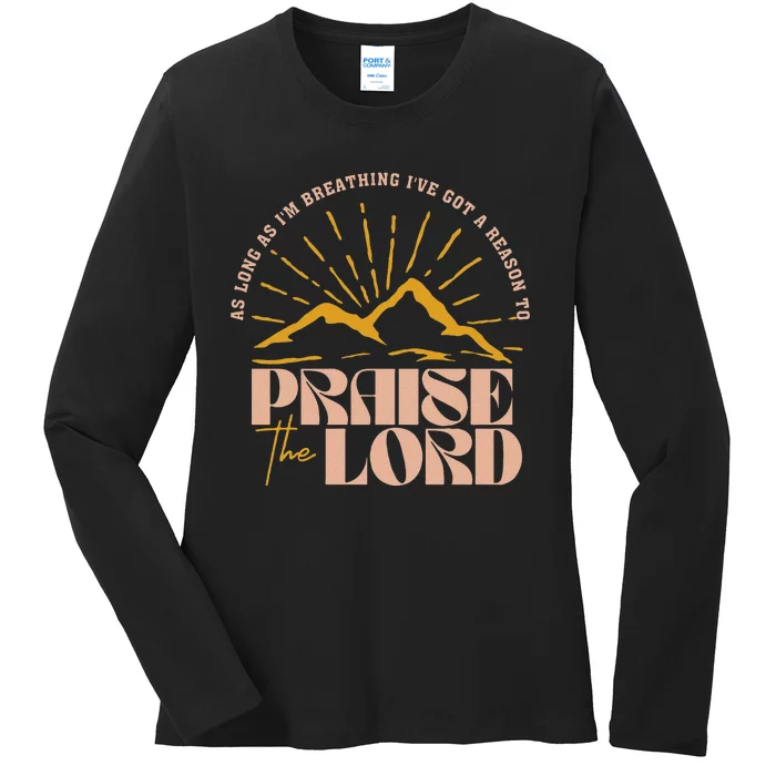 Trendy Christian Praise The Lord Bible Verse Design Ladies Long Sleeve Shirt