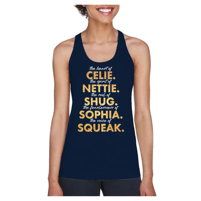 Celie Nettie Shug Sophia Squeak Women's Racerback Tank