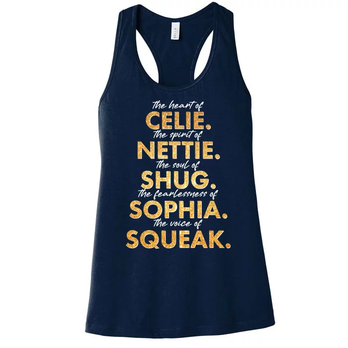 Celie Nettie Shug Sophia Squeak Women's Racerback Tank