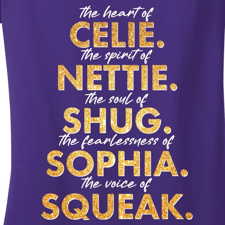 Celie Nettie Shug Sophia Squeak Women's V-Neck T-Shirt