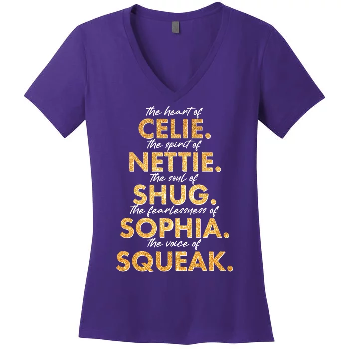 Celie Nettie Shug Sophia Squeak Women's V-Neck T-Shirt