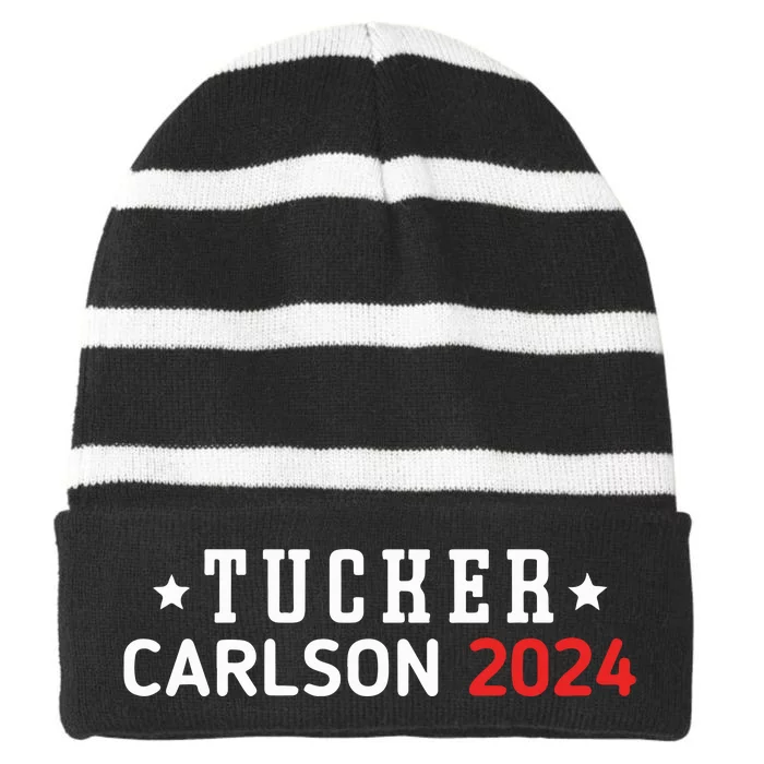 Tucker Carlson Political 2024 Election President Striped Beanie with Solid Band