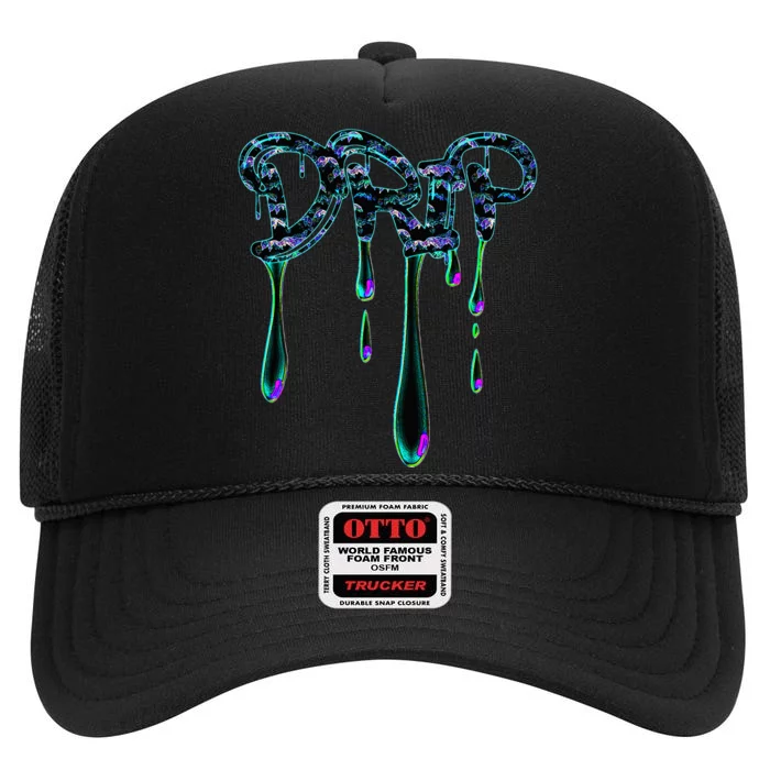 Trendingdesigns Colorful Paint Drip Design High Crown Mesh Trucker Hat