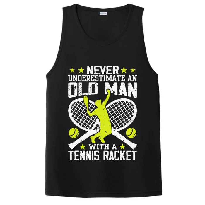 Tennis Coach Player Racket Funny Grandpa Tennis Lover Player Performance Tank