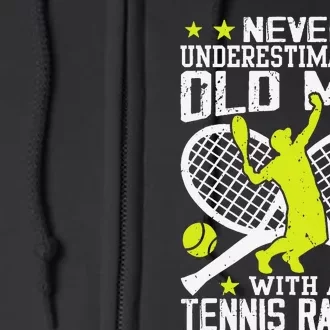 Tennis Coach Player Racket Funny Grandpa Tennis Lover Player Full Zip Hoodie