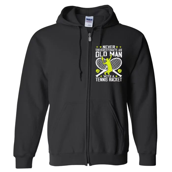 Tennis Coach Player Racket Funny Grandpa Tennis Lover Player Full Zip Hoodie