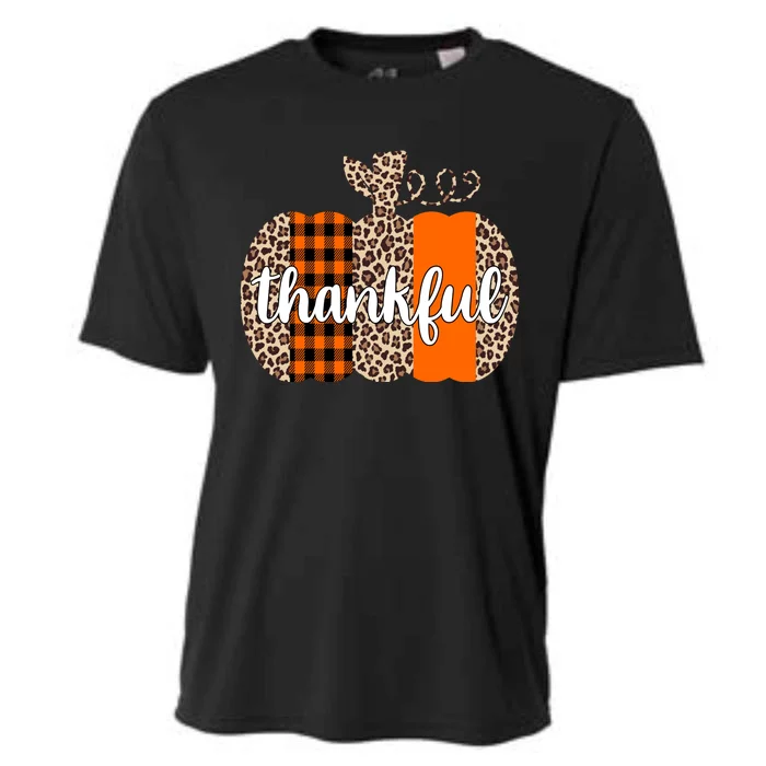 Thankful Cheetah Plaid Pumpkin Cute Holiday Cooling Performance Crew T-Shirt