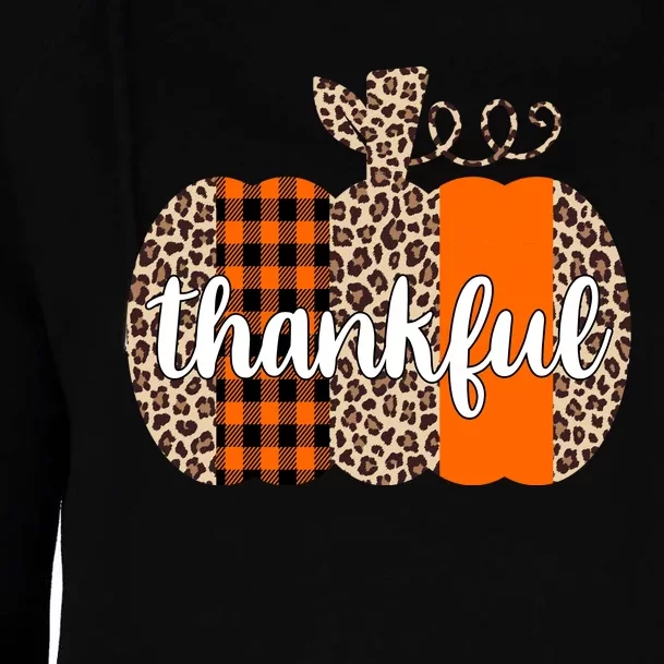 Thankful Cheetah Plaid Pumpkin Cute Holiday Womens Funnel Neck Pullover Hood