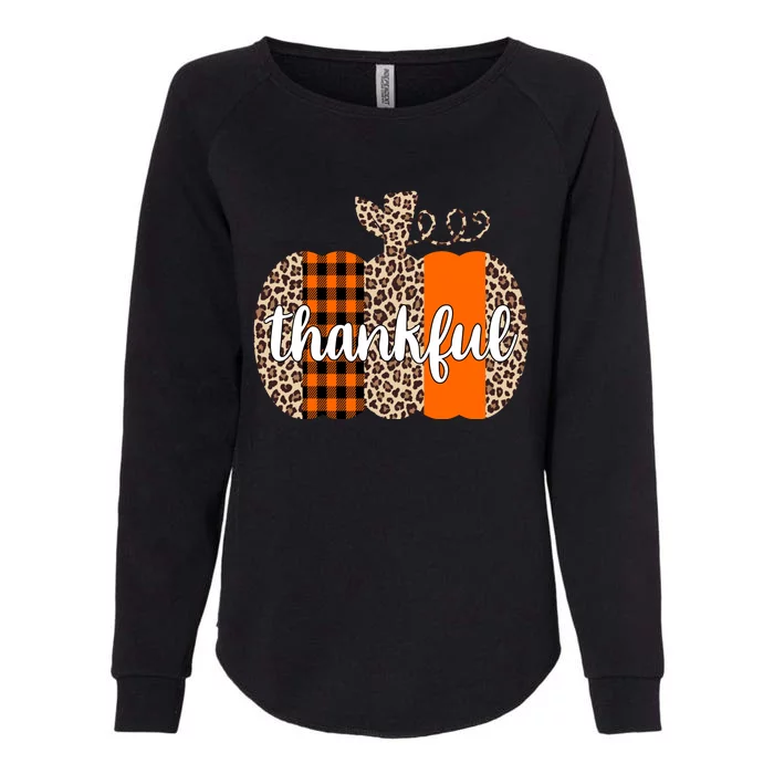 Thankful Cheetah Plaid Pumpkin Cute Holiday Womens California Wash Sweatshirt