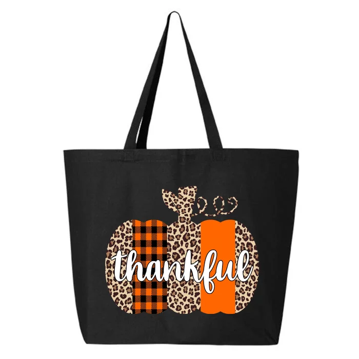 Thankful Cheetah Plaid Pumpkin Cute Holiday 25L Jumbo Tote