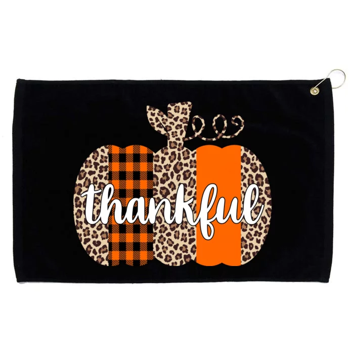 Thankful Cheetah Plaid Pumpkin Cute Holiday Grommeted Golf Towel