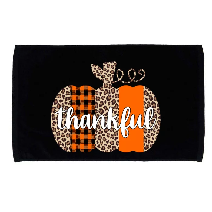 Thankful Cheetah Plaid Pumpkin Cute Holiday Microfiber Hand Towel