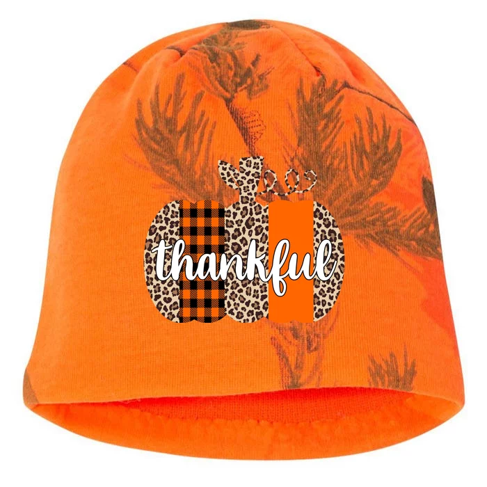 Thankful Cheetah Plaid Pumpkin Cute Holiday Kati - Camo Knit Beanie