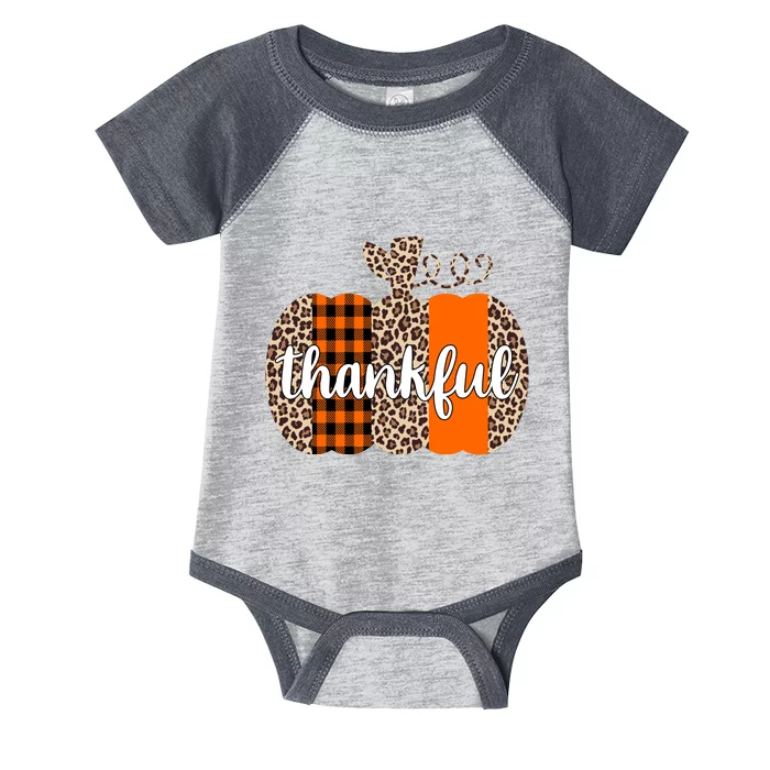 Thankful Cheetah Plaid Pumpkin Cute Holiday Infant Baby Jersey Bodysuit