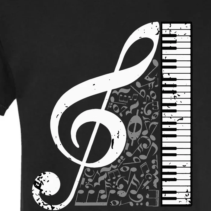 Treble Clef Piano Musical Notes Pianist Musician Instrument Garment-Dyed Heavyweight T-Shirt