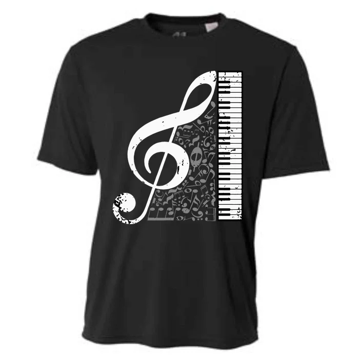 Treble Clef Piano Musical Notes Pianist Musician Instrument Cooling Performance Crew T-Shirt