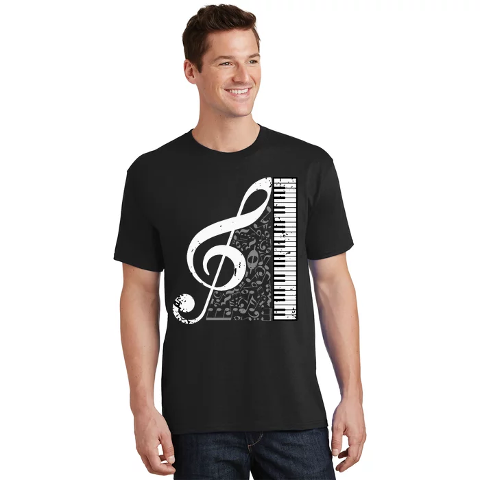 Treble Clef Piano Musical Notes Pianist Musician Instrument T-Shirt