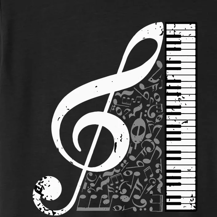 Treble Clef Piano Musical Notes Pianist Musician Instrument ChromaSoft Performance T-Shirt