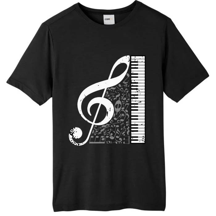 Treble Clef Piano Musical Notes Pianist Musician Instrument ChromaSoft Performance T-Shirt