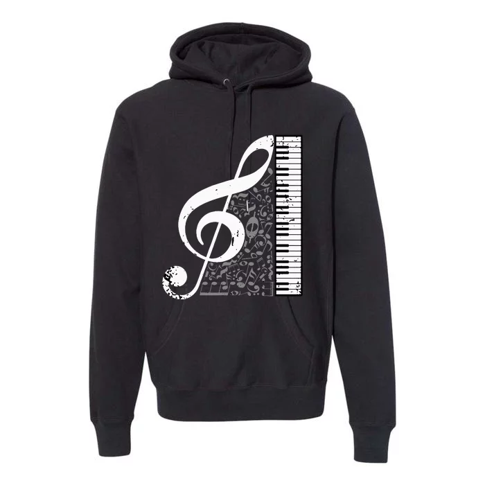 Treble Clef Piano Musical Notes Pianist Musician Instrument Premium Hoodie